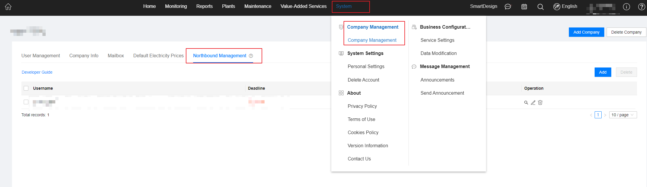 Huawei Northbound Management